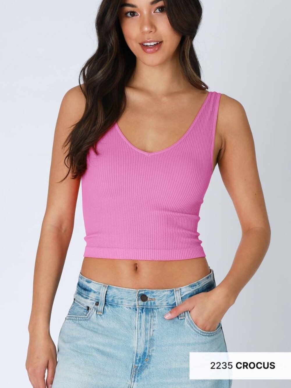 Nikibiki V Neck Ribbed Crop Top